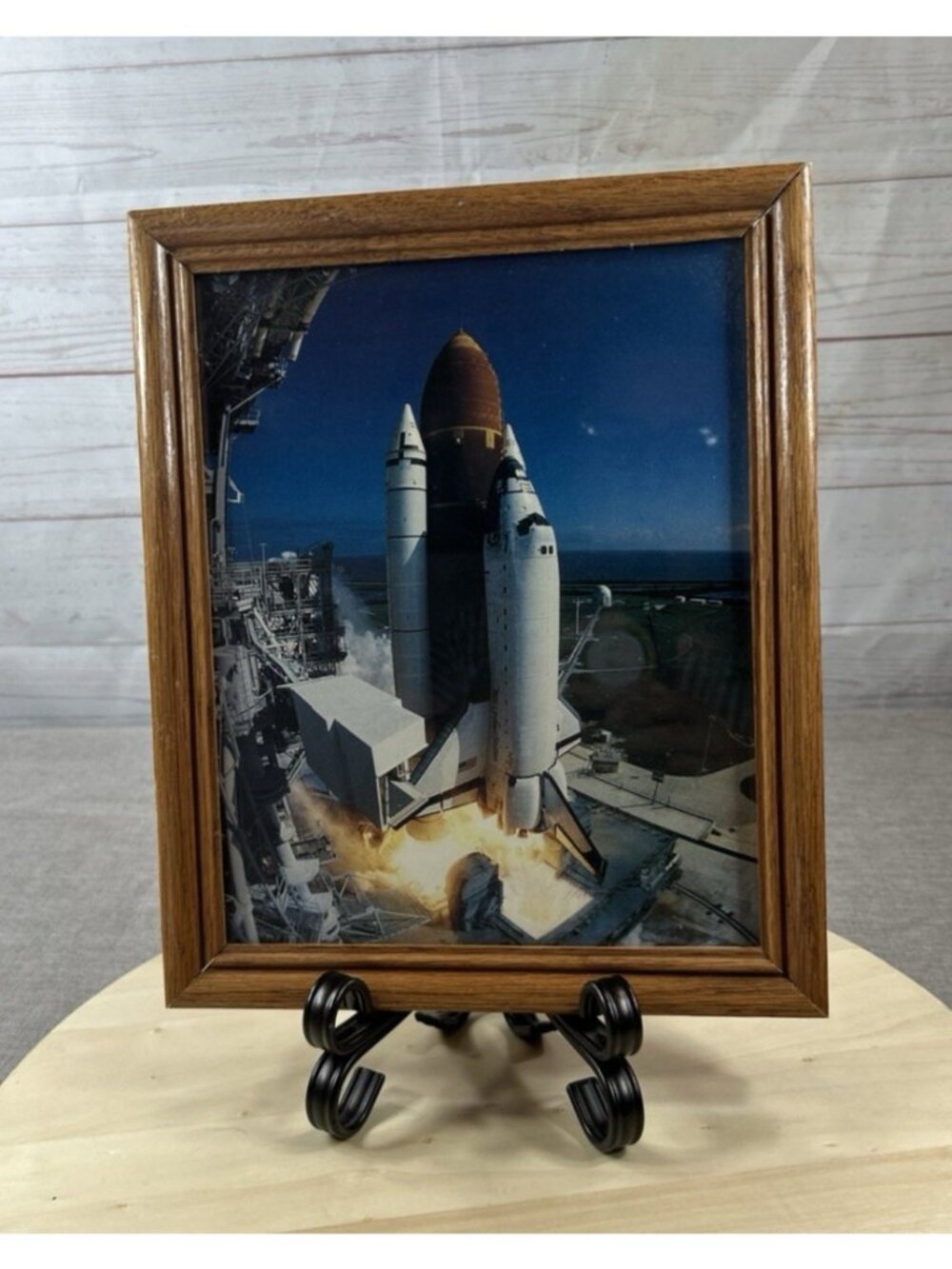1993 STS-58 SPACE SHUTTLE COLUMBIA LAUNCH 8x10 GLOSSY PHOTO PRINT In oak frame